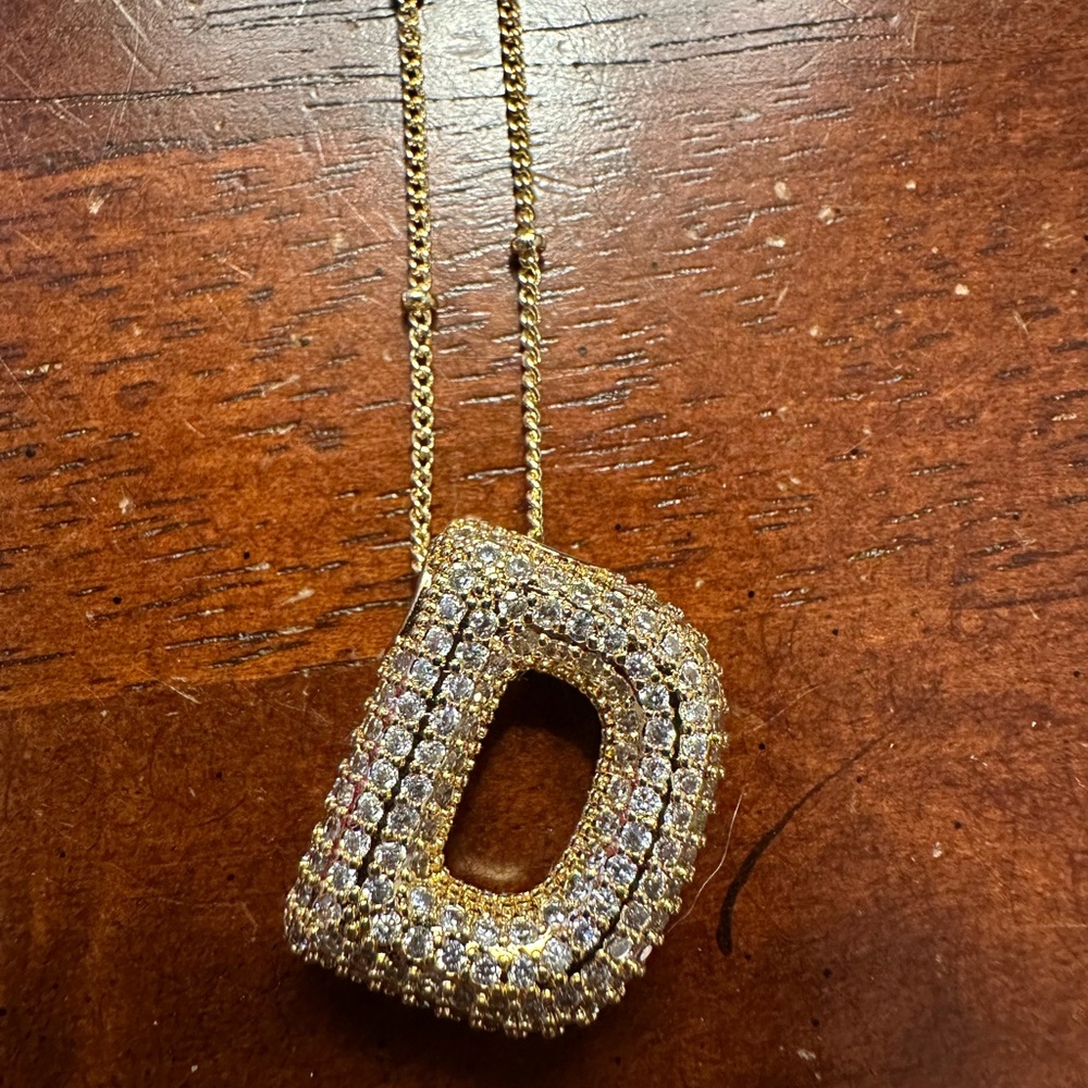 Sparkling Gold and CZ Initial Necklace